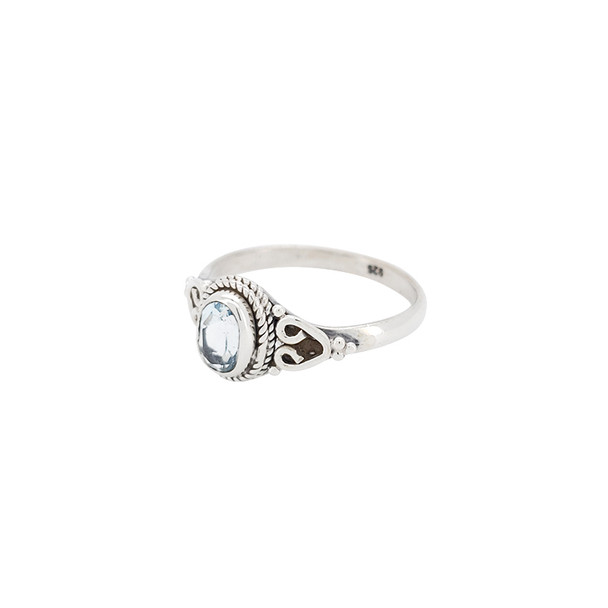 Faceted Blue Topaz Sterling Silver Ring -----