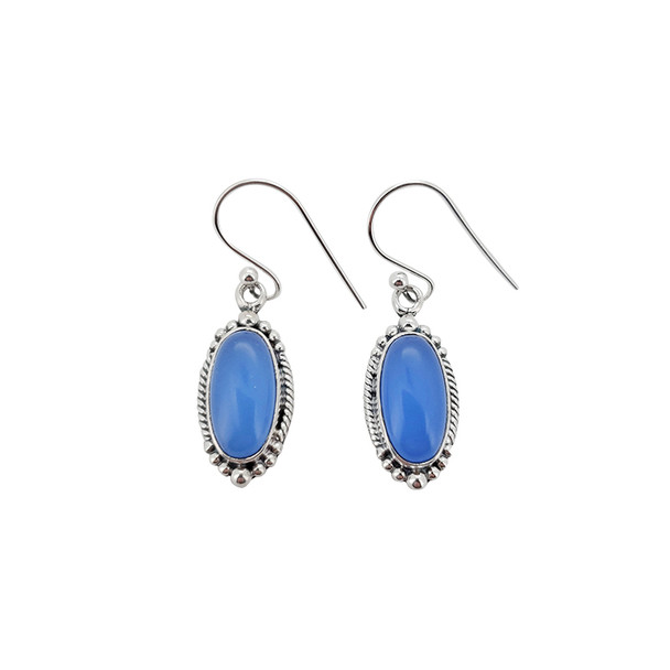 Blue Chalcedony Sterling Silver Dangle Earrings .....