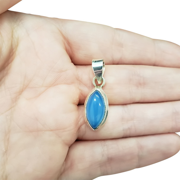 Blue Chalcedony Sterling Silver Pendant ....
