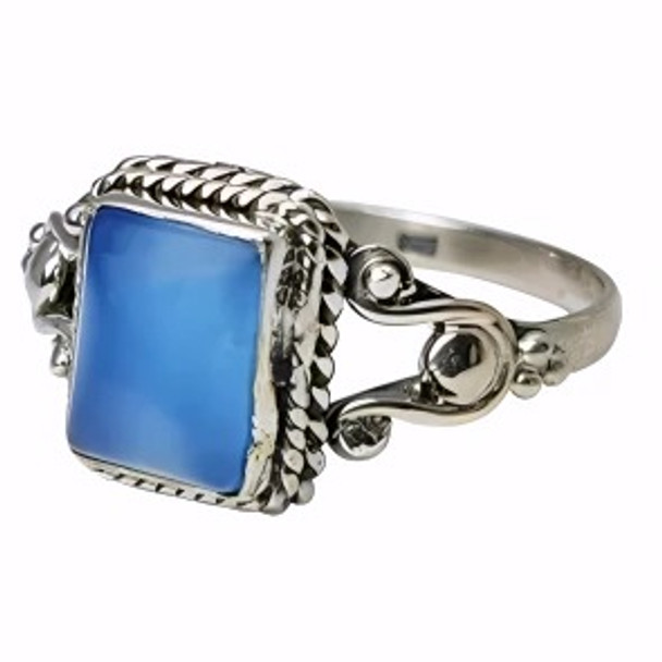 Blue Chalcedony Sterling Silver Ring (R-BC-4688-R)