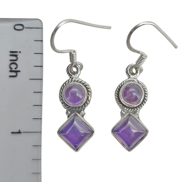 Amethyst 925 Silver Earrings On Hooks