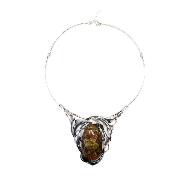 Green Amber Handmade Necklace