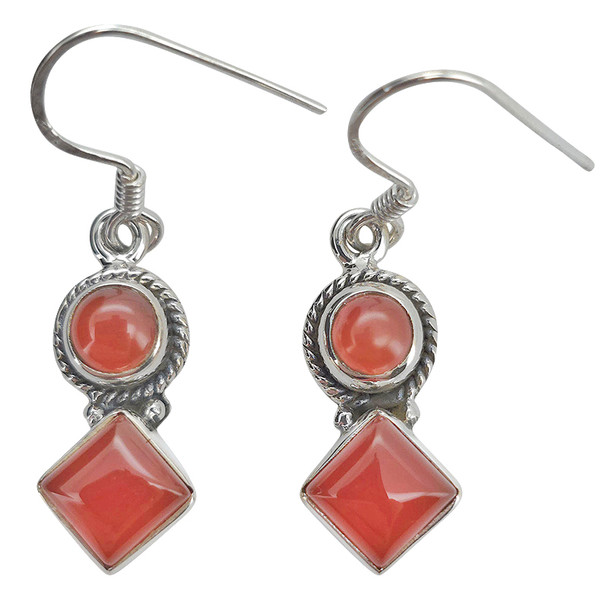 Red Onyx 925 Silver Earrings On Hooks