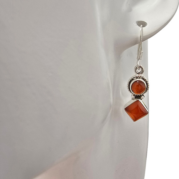 Red Onyx 925 Silver Earrings On Hooks