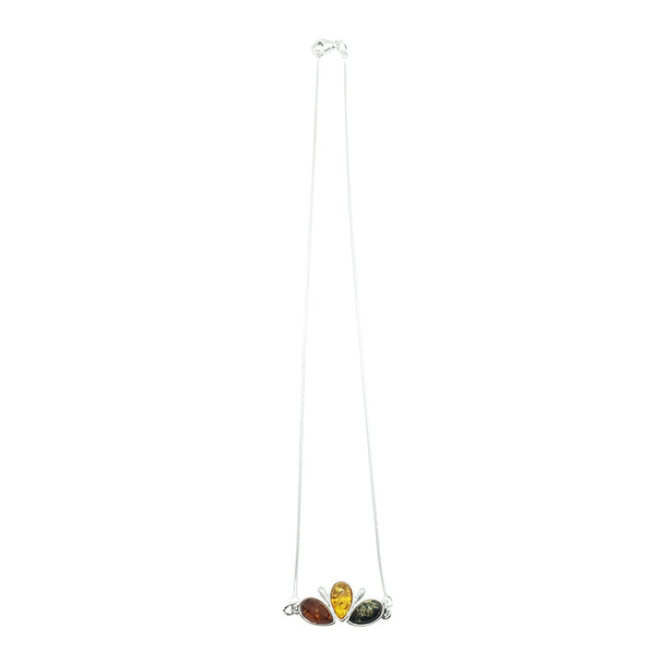Multicolor Amber Sterling Silver Necklace