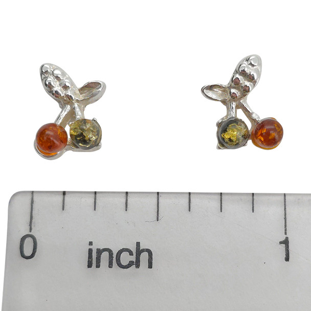 Cherries Multicolor Amber Stud Earrings