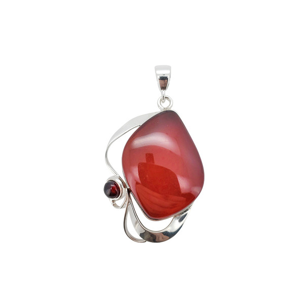 Cherry Amber Sterling Silver Pendant (P-CH-6006)