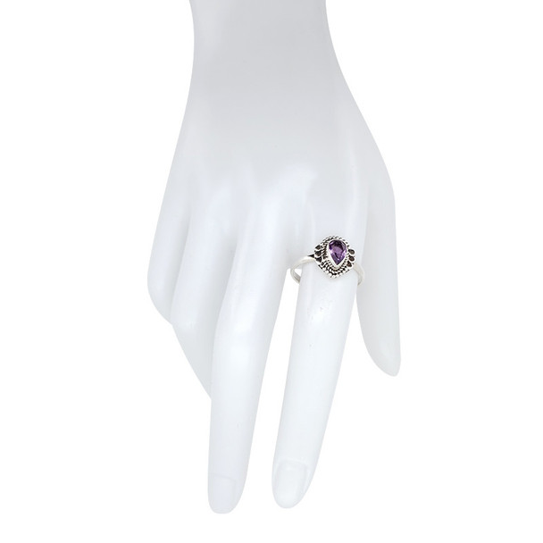 Faceted Amethyst Sterling Silver Ring
