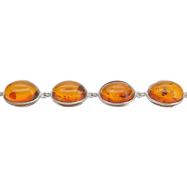 Cognac Amber Link Bracelet 7" Long