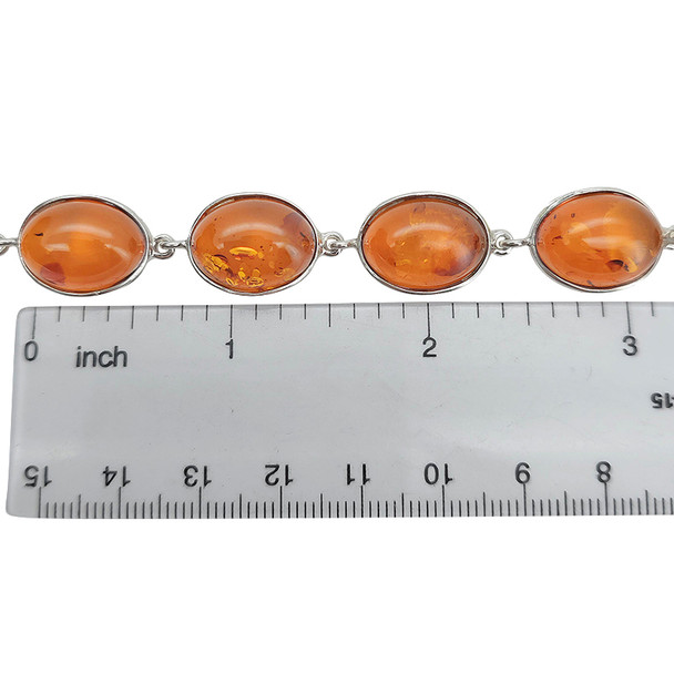 Cognac Amber Link Bracelet 7" Long