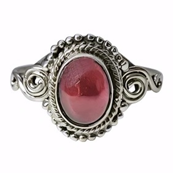 Garnet Stone Sterling Silver Ring R-GR-4681-R