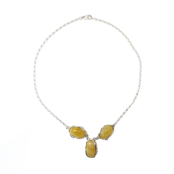 Butterscotch Amber Sterling Silver Necklace -.-.-.