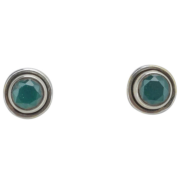 Faceted Composite Emerald Silver Stud Earrings