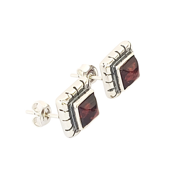 Cherry Amber Sterling Silver Earrings