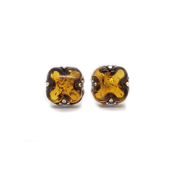 Baltic Amber Sterling Silver Earrings. Amber Jewelry E-CG-361-B