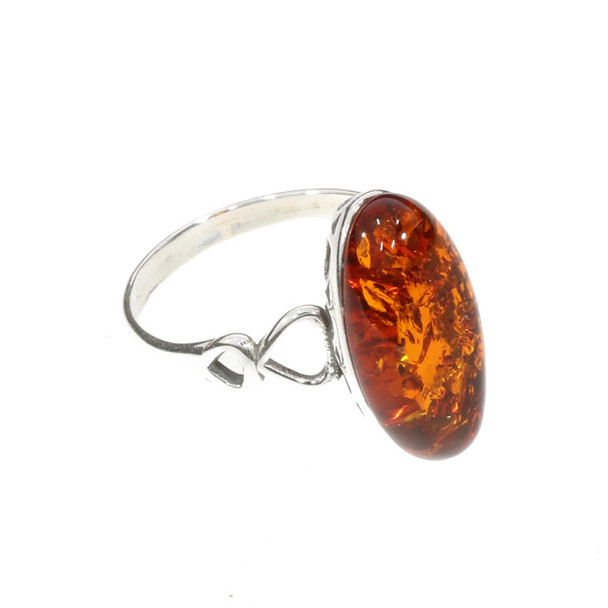 Cognac Amber Sterling Silver Ring (R-CG-2023-B)