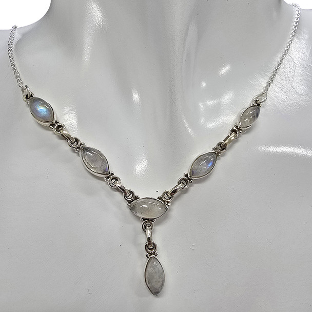 Moonstone Sterling Silver Necklace (N-MS-4684)