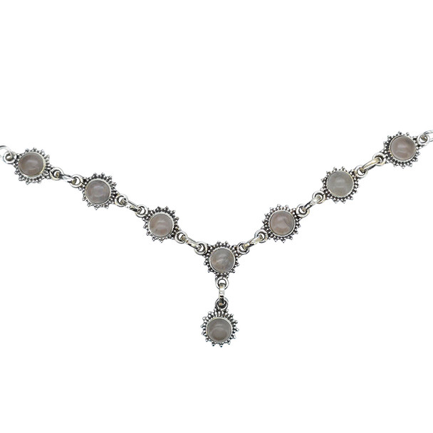 Rose Quartz Sterling Silver Necklace (N-RQ-5280)
