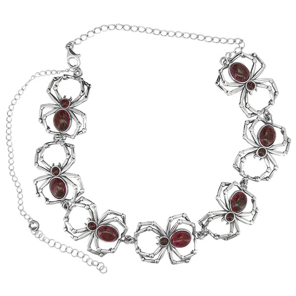 Cherry Amber Sterling Silver Spider Necklace (N-CH-3947)