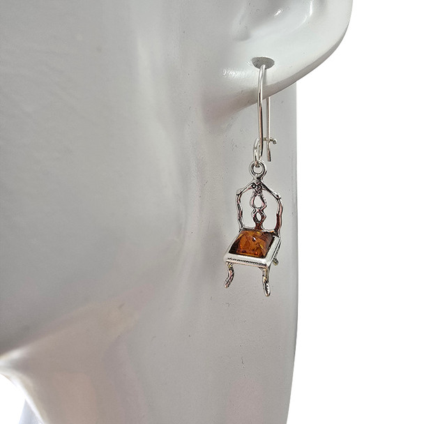 Cognac Amber Chair Dangle Earrings