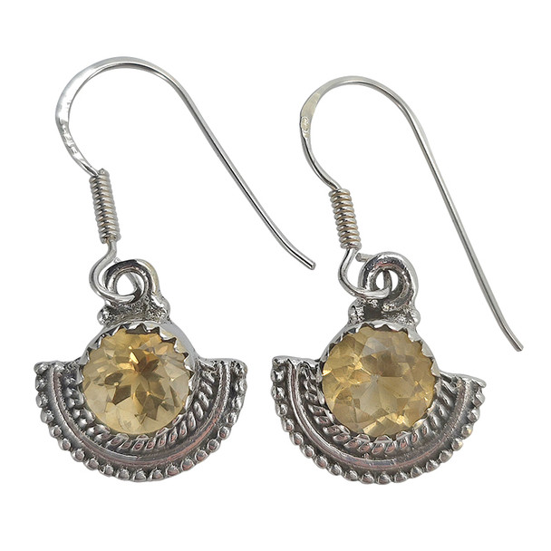 Faceted Citrine Sterling Silver Earrings On Hooks