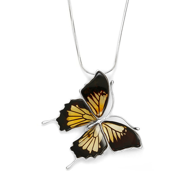 Ulysses Butterfly Cameo/Intaglio Amber Pendant
