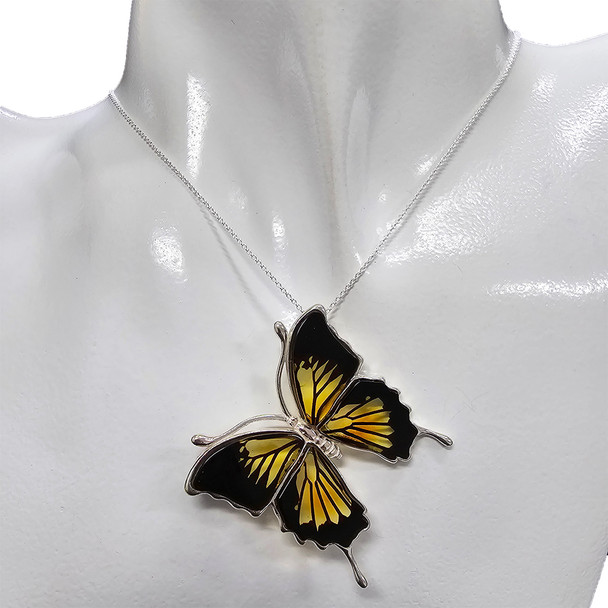 Ulysses Butterfly Cameo/Intaglio Amber Pendant