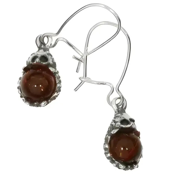 Baltic Amber Sterling Silver Hedgehog Earrings