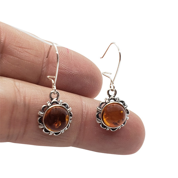 Baltic Amber Sterling Silver Earrings. Amber Jewelry (E-CG-3141-A)