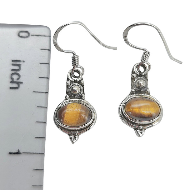 Tiger Eye Silver Dangle Earrings