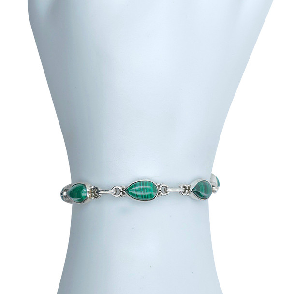 Malachite Sterling Silver Link Bracelet