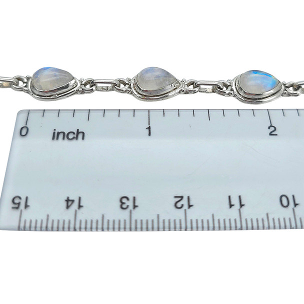 Classic Sterling Silver Moonstone Link Bracelet