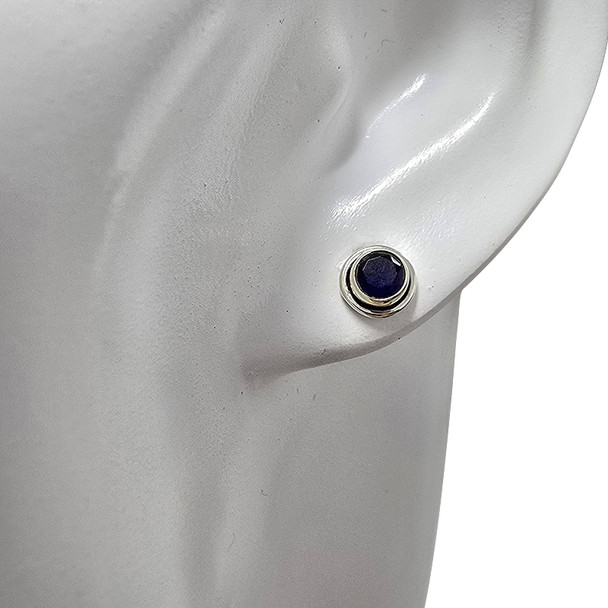 Faceted Composite Sapphire Stud Earrings