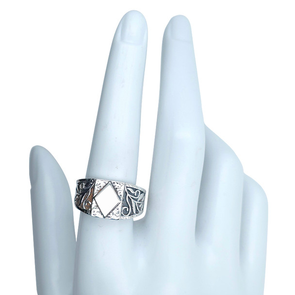 Diamond Design Sterling Silver Ring