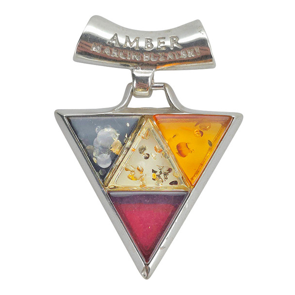 Triangular Multicolor Amber Mosaic Pendant