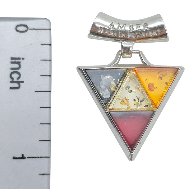 Triangular Multicolor Amber Mosaic Pendant