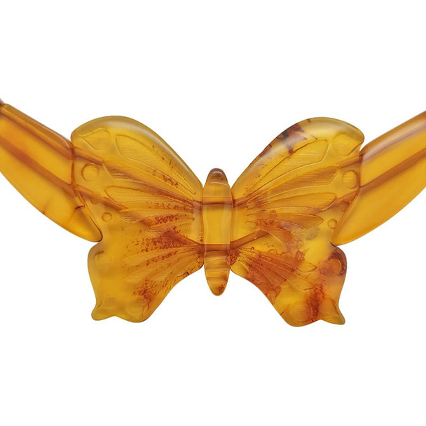 Butterfly Amber Beaded Necklace 18''