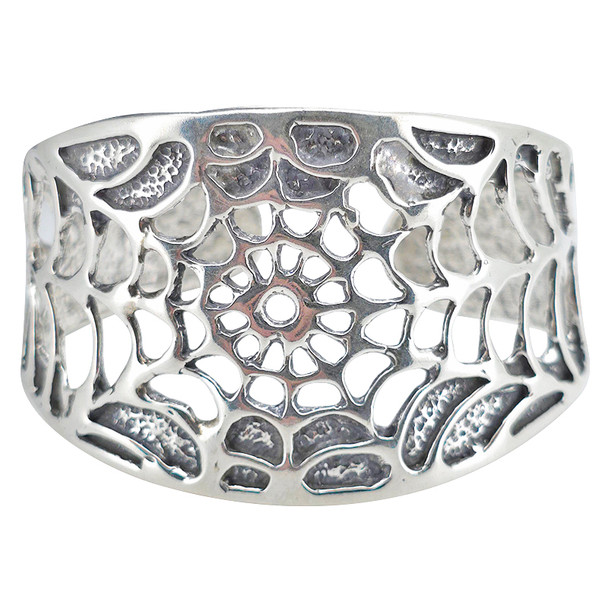 Sterling Silver Spiderweb Cuff Bracelet