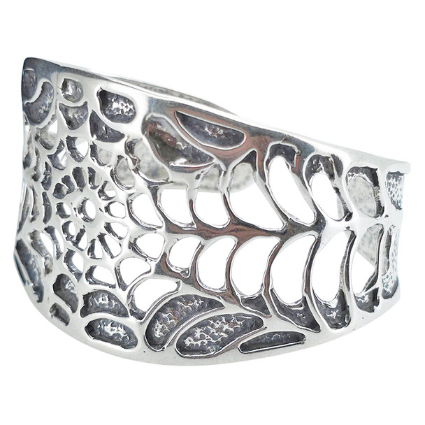 Sterling Silver Spiderweb Cuff Bracelet