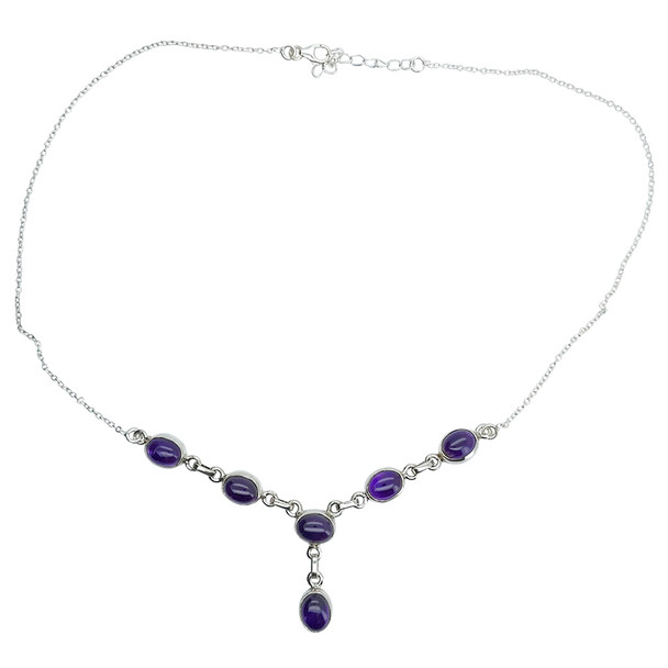 6 Stone Amethyst 18‚Ä≥ Long Classic Necklace