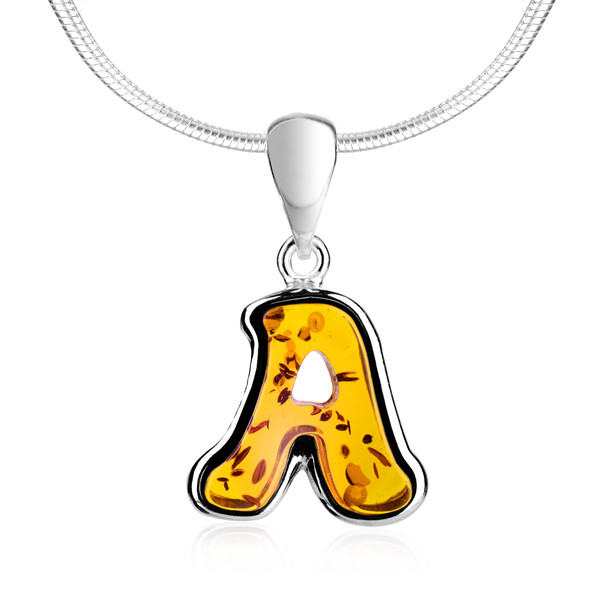 Cognac Amber Alphabet Collection Letter A Pendant