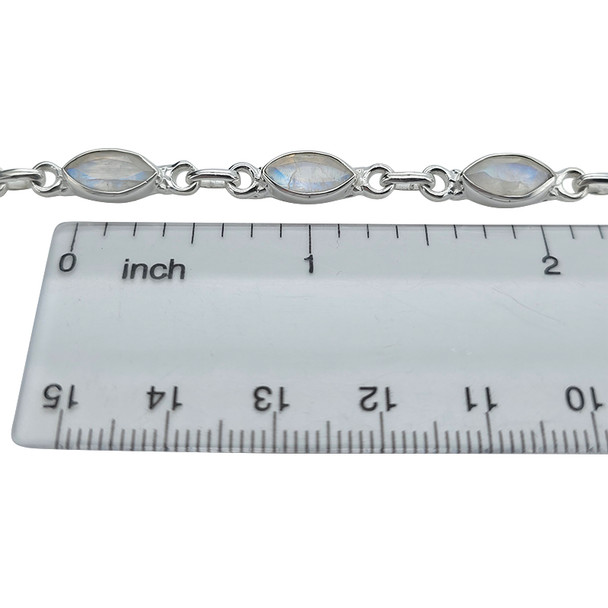 Faceted Moonstone Sterling Silver Link Bracelet