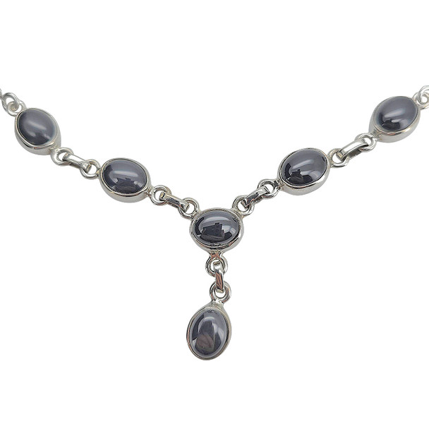 6 Stone Black Onyx Necklace 18"