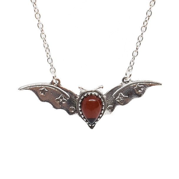 Bat Cherry Amber Sterling Silver Necklace