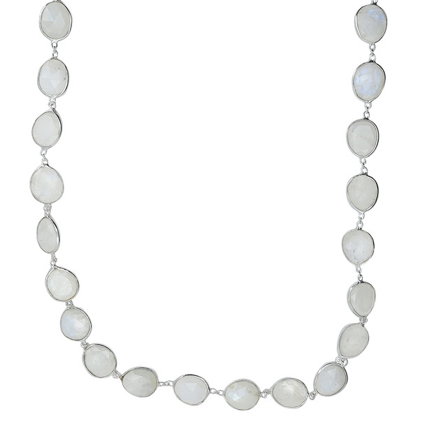 Faceted Moonstone Sterling Silver Necklace