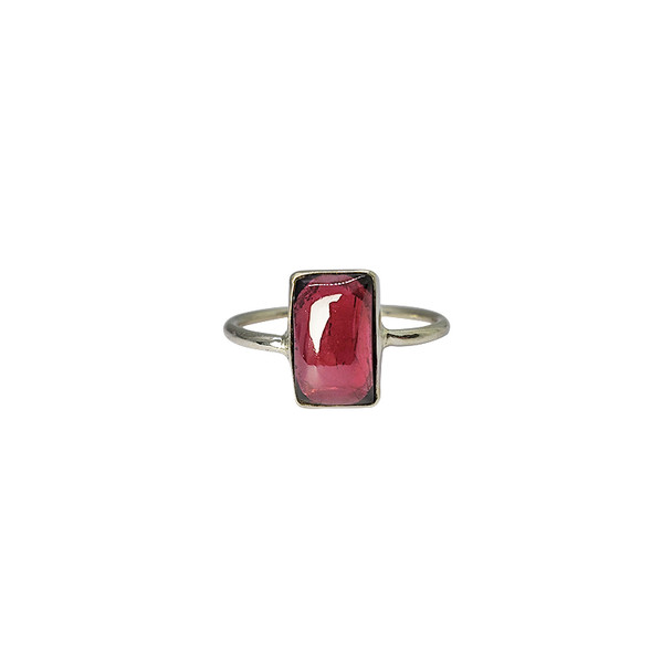 Garnet Sterling Silver Ring (R-GR-4845)