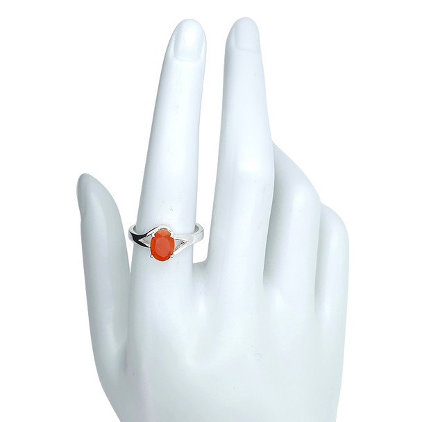 Faceted Red Onyx Sterling Silver Ring