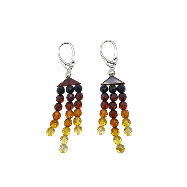 Faceted Multicolor Amber Dangle Earrings