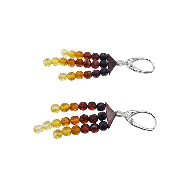 Faceted Multicolor Amber Dangle Earrings