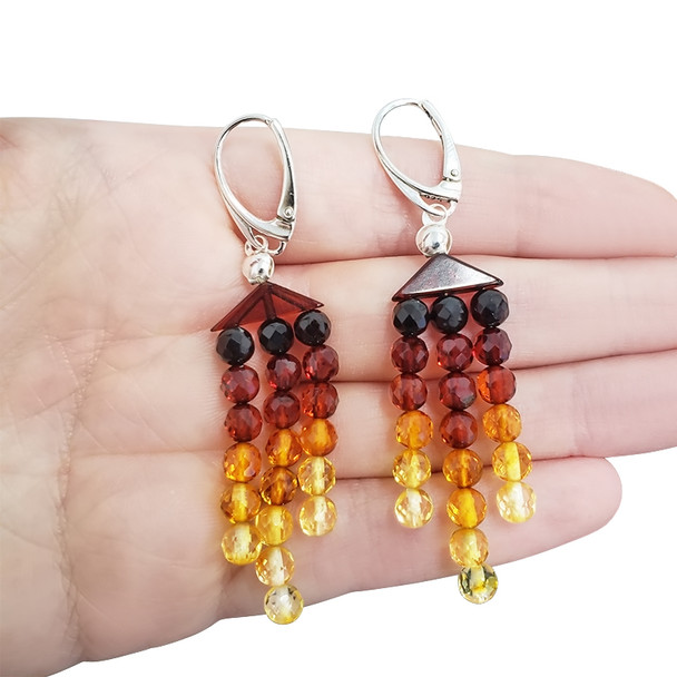Faceted Multicolor Amber Dangle Earrings